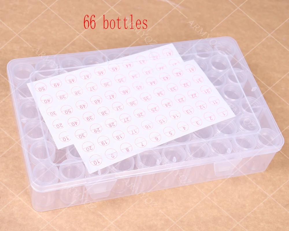 

66 bottles of 5d diamond painting accessory tool storage box carrying case diamond painting tool container bag