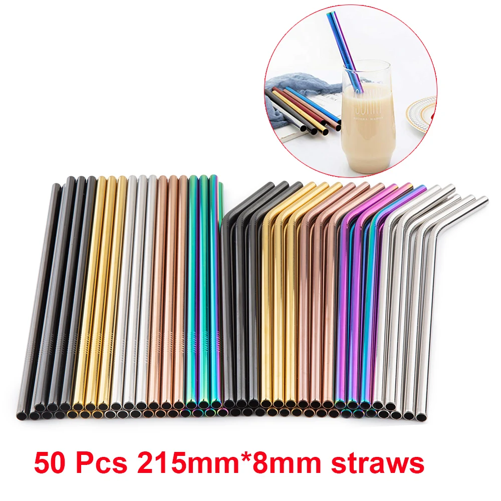 Металлическая соломка 50 шт./лот многоразовая из нержавеющей стали E co Friendly