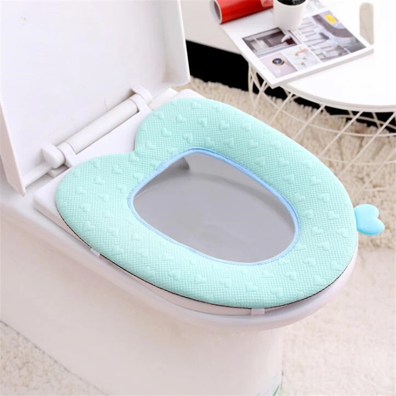 Коврик для унитаза в форме сердца однотонный теплый коврик туалета с ручкой