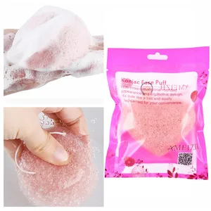 Губка из натурального волокна Конняку для мытья лица Губка для очищения лица Губка для мытья и уборки слоеная в форме сердца отшелушивающая продукция 6 видов цветов