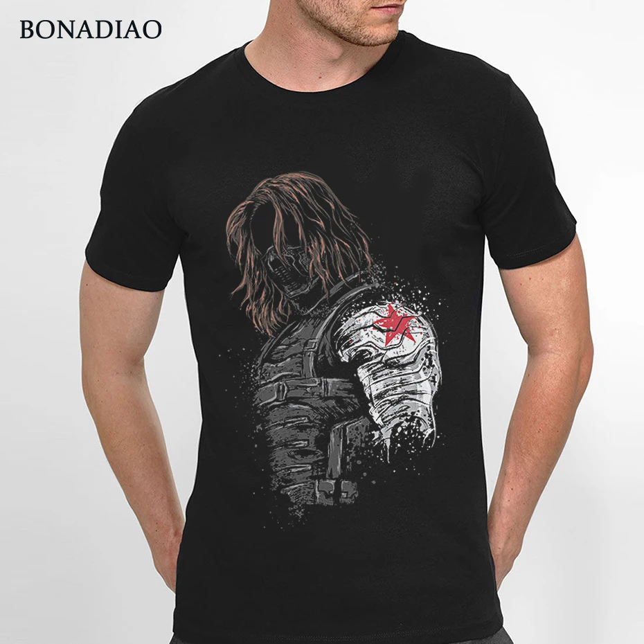 Зимний Солдат Bucky Barnes футболка унисекс мягкий хлопок Homme футболка популярная уличная одежда S-6XL размера плюс футболка