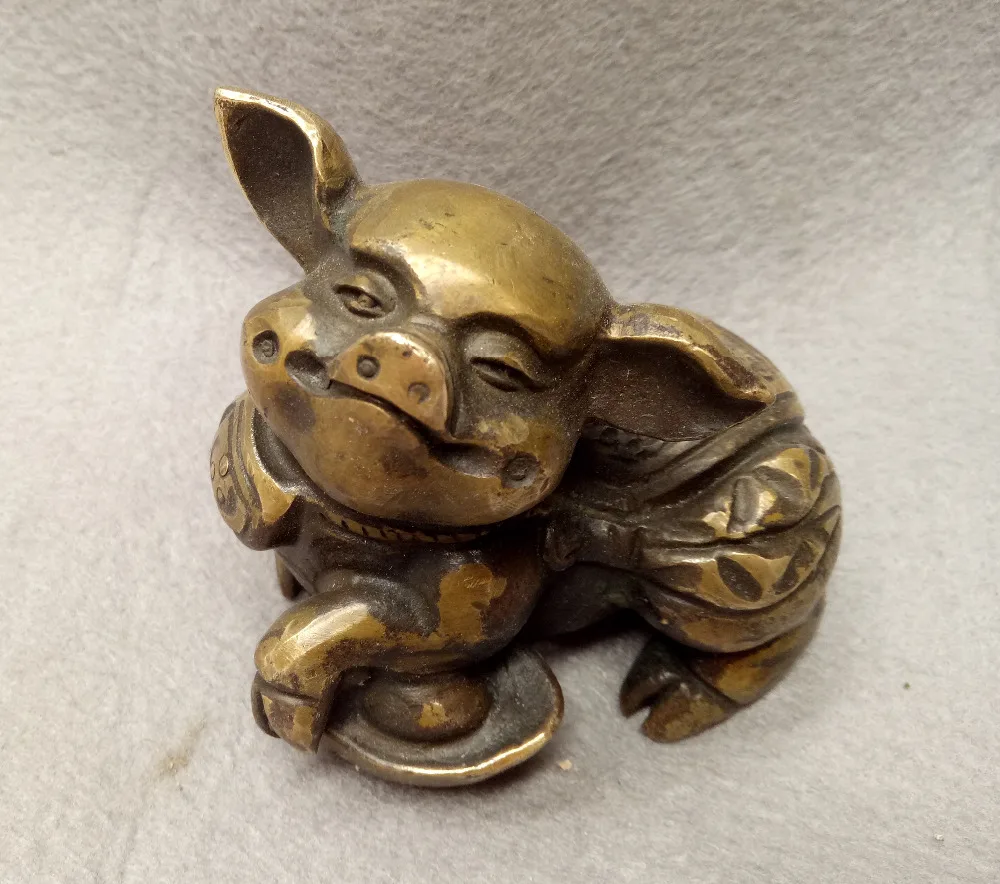 

Ancient China Folk myth pig eight quit sculpture art decoration collecti