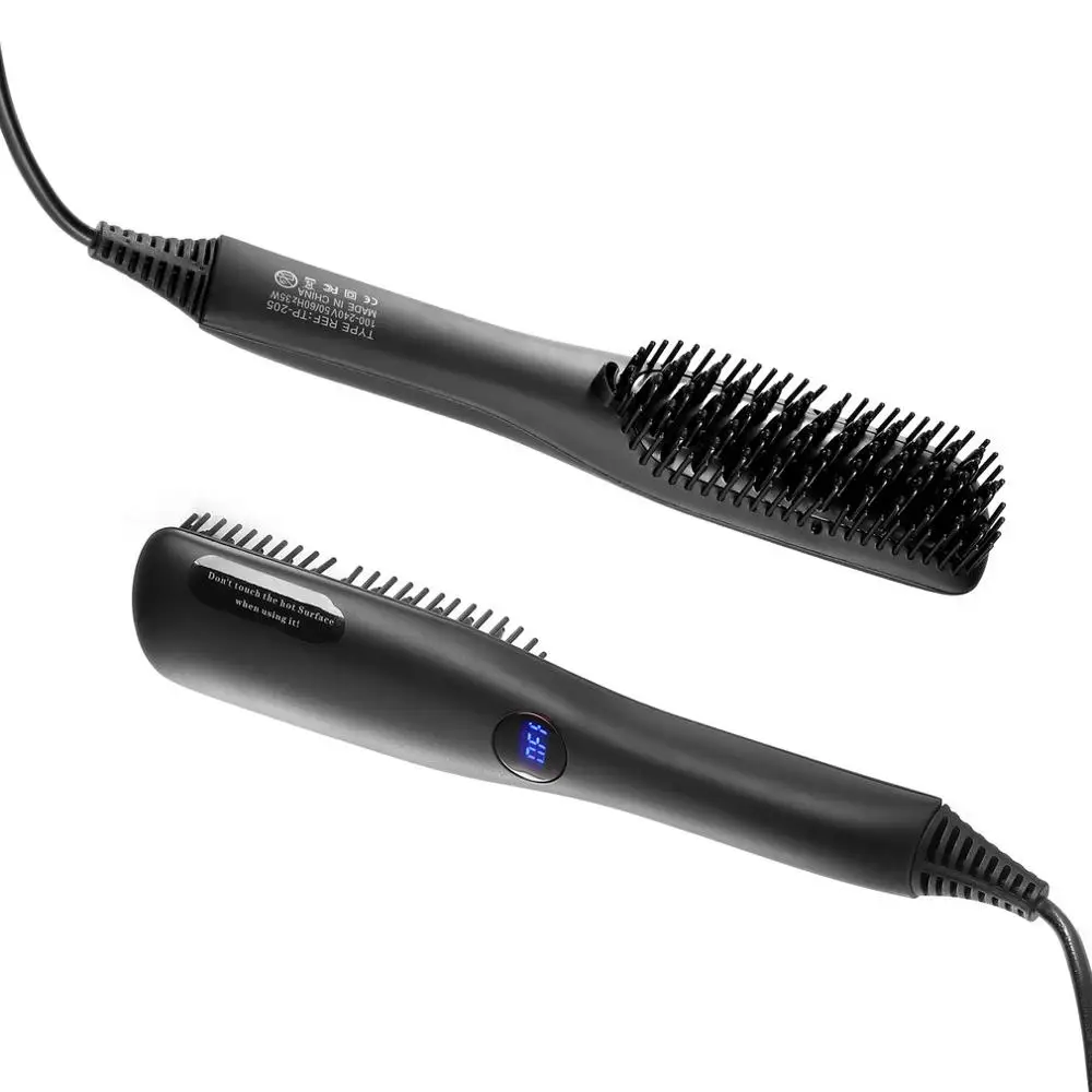 PTC Heating Technology Black 2 IN 1 Ionic Hair Straightener Brush US Plug | Красота и здоровье