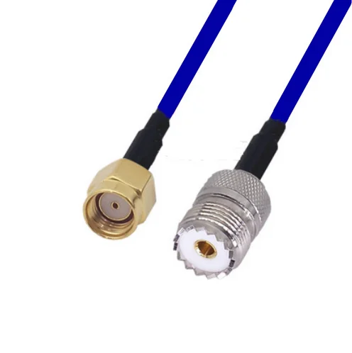 

RP-SMA Male to UHF PL259 Female Connector RG405 RG-405 Semi Flexible Coaxial Cable .086" 50ohm Blue