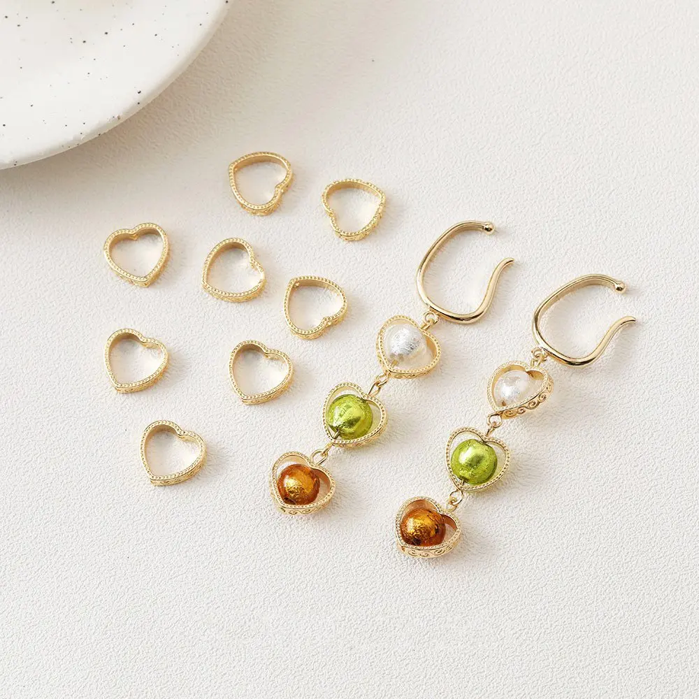 

4 шт., 18K, позолота, любовью сердца кулон ручной работы Компоненты для изготовления ювелирных изделий Diy принадлежности для сережек латуни ак...