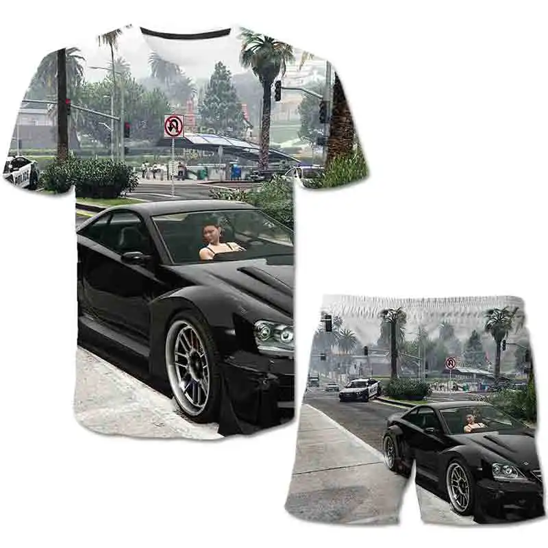 

Kids Boys Grand Theft Auto 5 Print T Shirt 2021 Summer Tops Tees Clothes Children Clothing Cartoon 3d Short Sleeve Casual Wear
