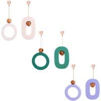 asymmetric wood circle dangle drop earrings geometric wooden bead square hoop earrings for women girls jewelry korean fashion