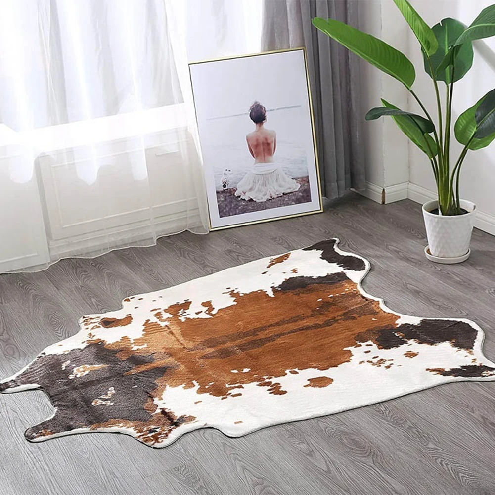 New Cow Animal Print Carpet Chair Throw Rug Anti-slip Living Room Lounge Mat Decor images - 6