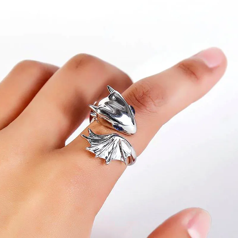 Новинка унисекс индивидуальное Дутое Медь Стразы глаза дракон кольца открытое