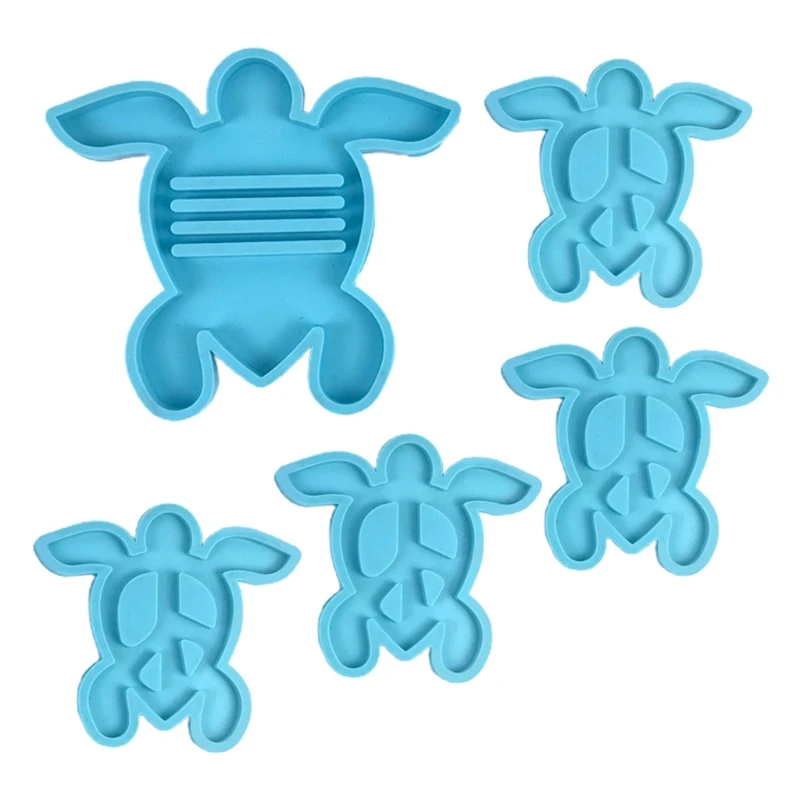 

5 Pcs/Set Tortoise Coaster + Stand Epoxy Resin Mold Cup Mat + Holder Silicone Mould DIY Crafts Home Decoration Casting Drop Ship