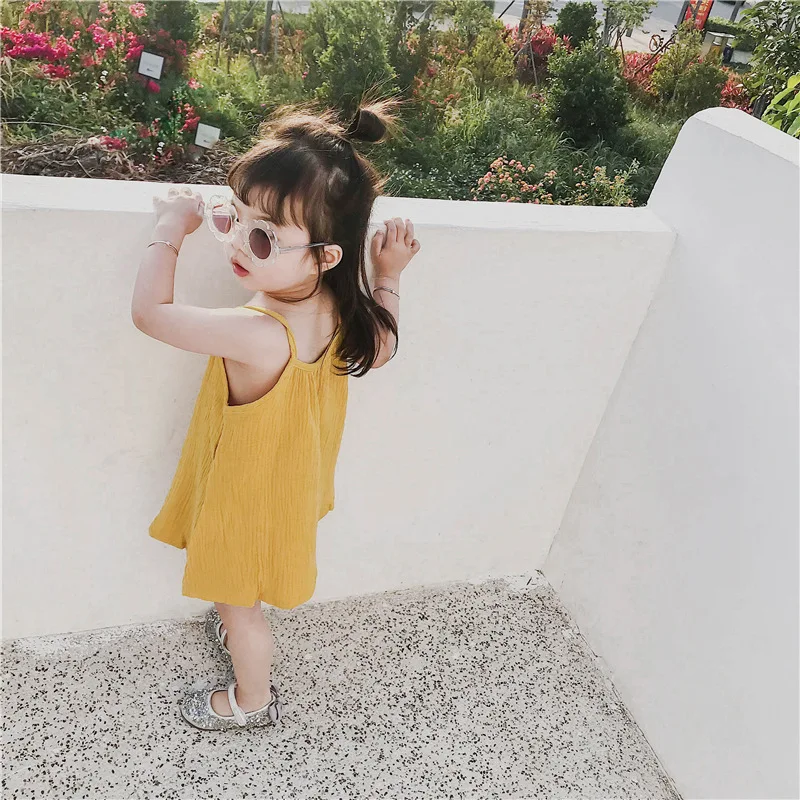 simple chinese style sleeveless cute candy color dress age for 2 - 8 yrs cotton vest summer beach clothes baby girl frocks | Детская