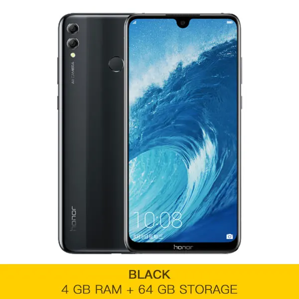 4GB 64GB Black Honor 8X MAX, Смартфон Snapdragon 636, Android 8,1, 4 Гб ОЗУ, 64 Гб ПЗУ, экран 7,12 дюйма, 4900 мА/ч, сканер отпечатков пальцев, Восьмиядерный - Цвет: 4GB 64GB Black