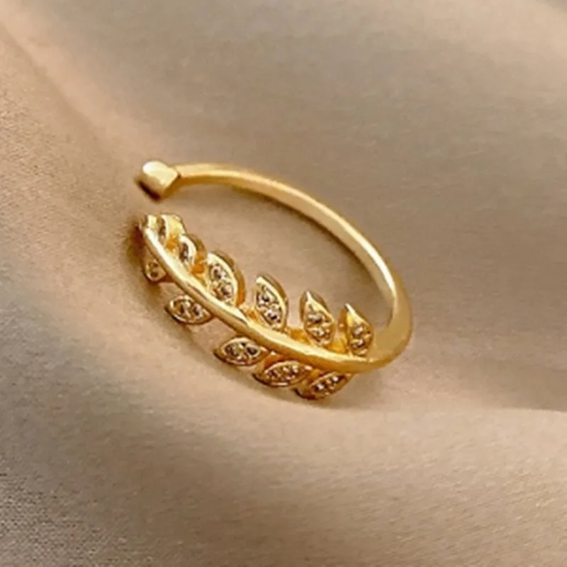 

Leaf Female Ring Adjustable Opening Jewelry for Women 2021 Golden Wedding Creative Vintage Rings for Women Rings Trend Fashion
