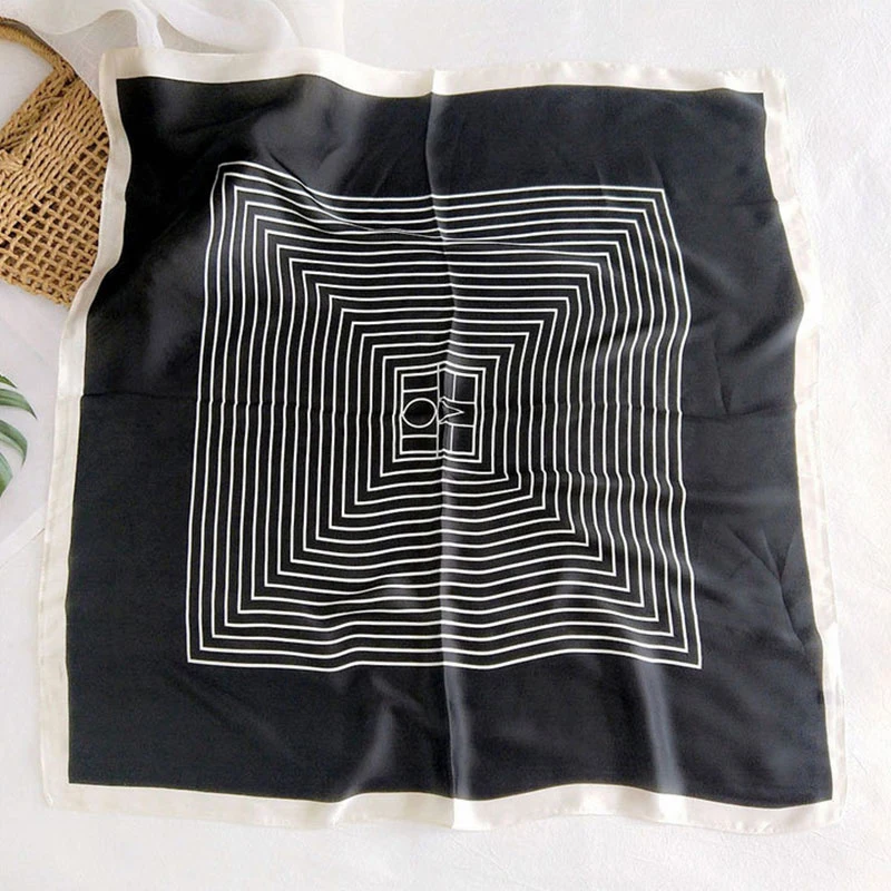 Винтажные полосатые шелковые маленькие шарфы с принтом декоративный квадратный