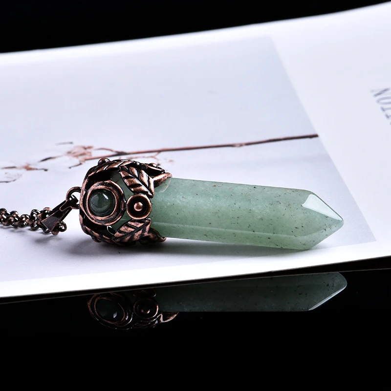 Aventurine 1 шт., натуральный кристалл, минеральные украшения, винтажный кристалл, указывающий магический ремонт, магическое гадание, Йога, амулет, энергетический кулон, сделай сам, подарок - Цвет: Aventurine