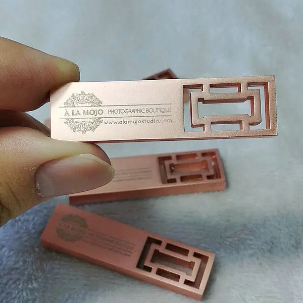 Розовое золото металлический Пользовательский логотип Cle USB флэш накопитель мини