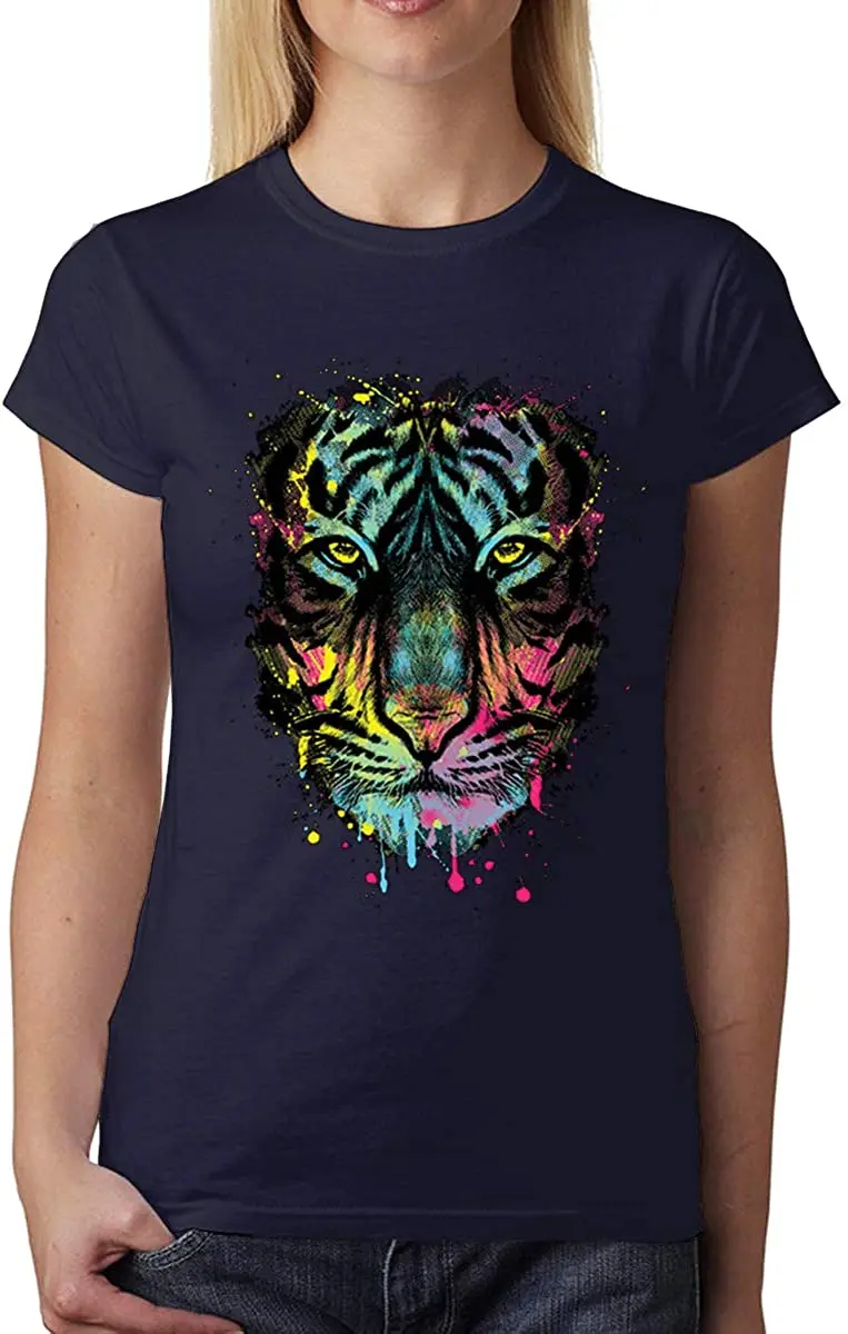 

Tiger Face Cubism Colourful Women T-Shirt New Arrivals Summer 2020 Pure Cotton Breathable Short Sleeve Tshirt