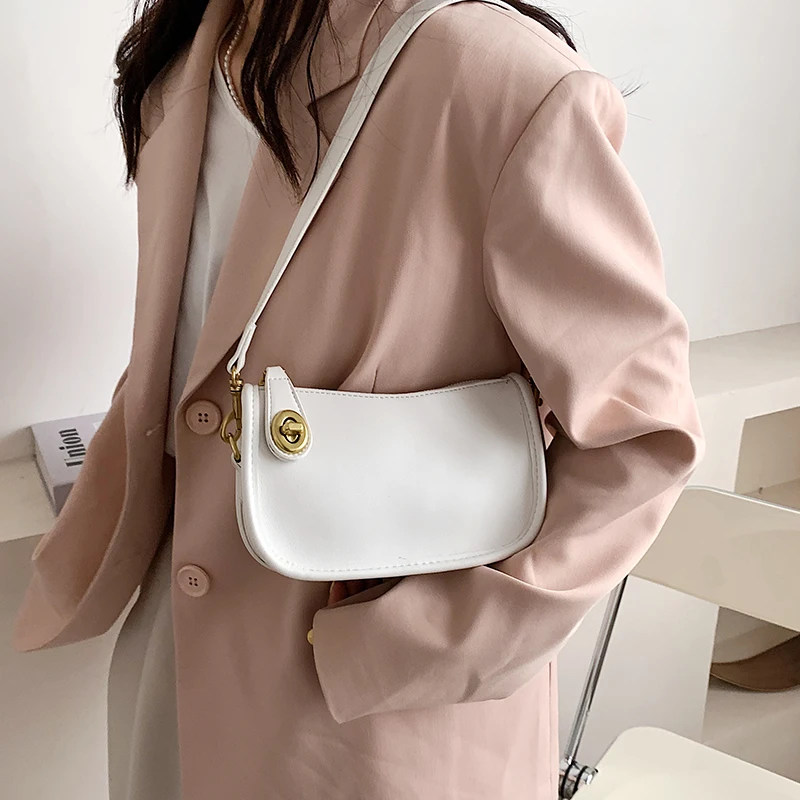 

Simple Style Solid Color Mini PU Leather Underarm Crossbody Bags 2021 Fashion Summer Luxury Brand Shoulder Handbags and Purses