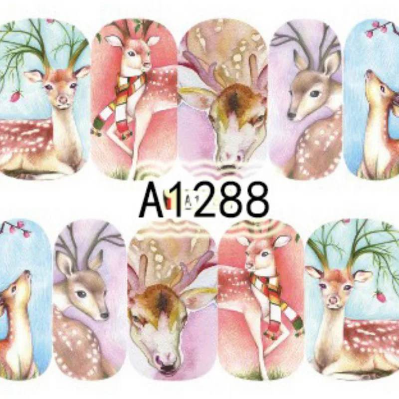 Переводные наклейки для ногтей 12/50 листов водные переводные с животными