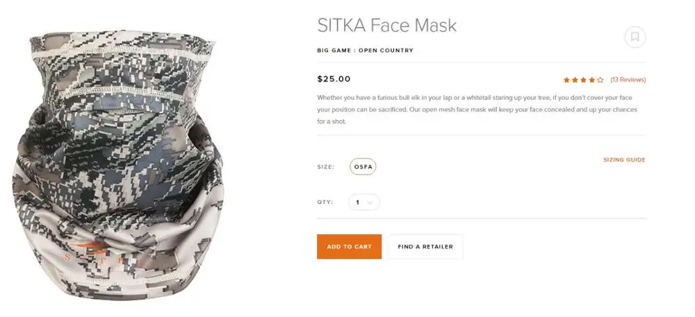 2019 Осенняя мужская маска Sitka для лица sitka охоты камуфляжная тонкая дышащая Шапка