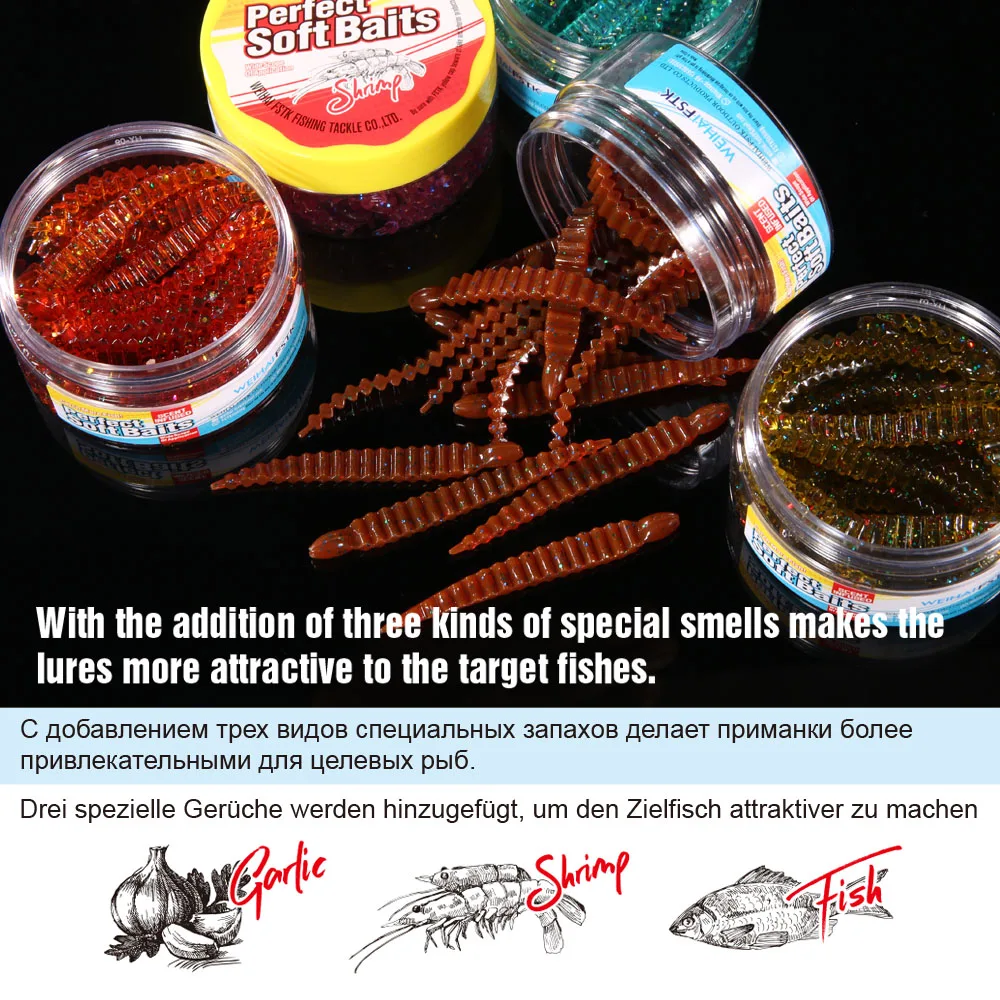 FSTK New Soft Leech Worm Lures 3inch 7.5cm 2g Dropshot Bass Pike Swimbait Rigs Plastic Baits Trout Worm