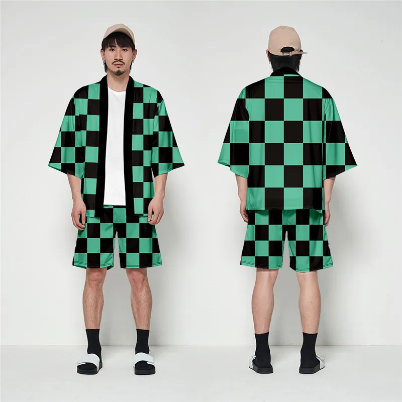 demon slayer coat shorts outfit kamado nezuko cosplay jackets tomioka giyuu costume kamado tanjirou top shorts suits men women free global shipping