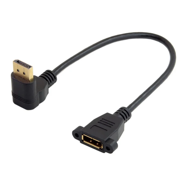 

Display Port DP Male to Female 90 Degree UP & Down Angled Extension Cable with Screw Mount 30cm