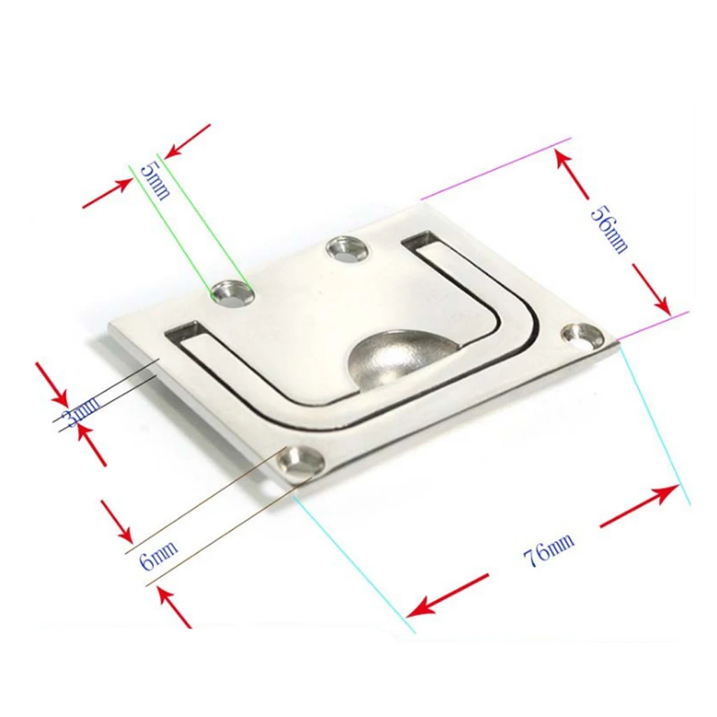 

Marine Rectangular Stainless Steel Pull Handle for Boat Hatch 2.98 X 2.2