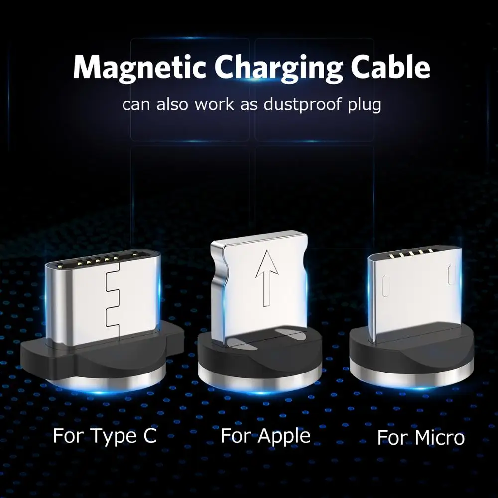 Магнитный USB кабель USLION для быстрой зарядки Micro Samsung Xiaomi зарядный типа C 3 м