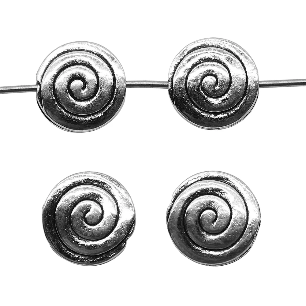 

10pcs Jewelry Making Accessories DIY Craft Antique Silver Color 3x10mm Swirl Round Small Hole Beads