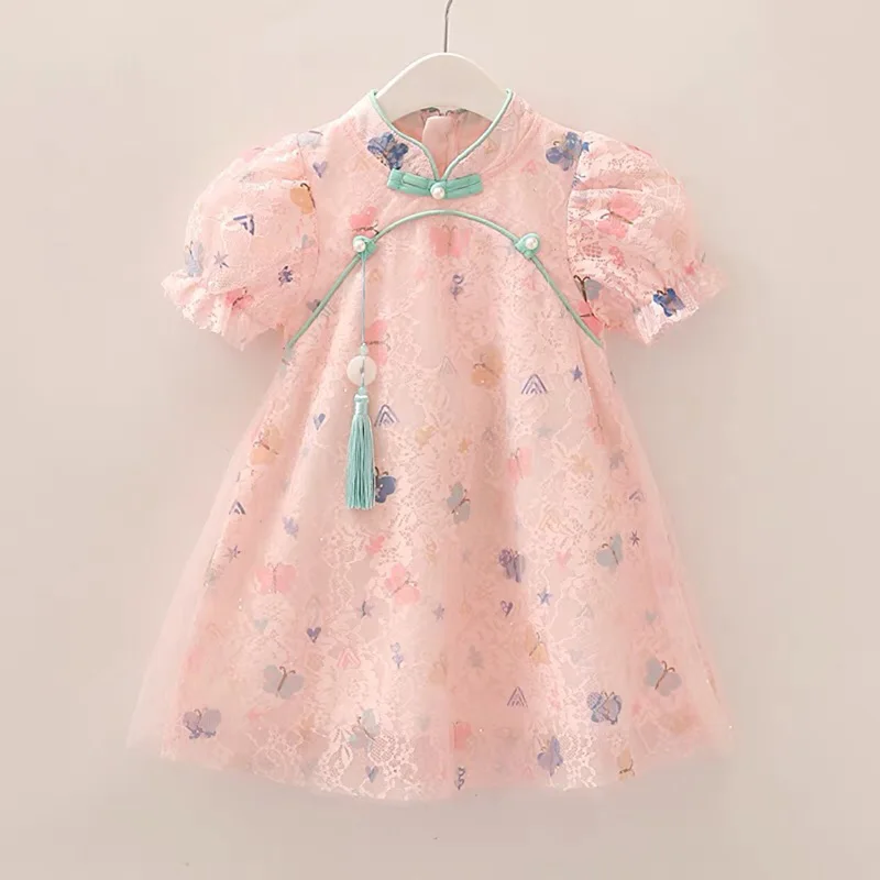 Neue Angekommene Sommer Kleinkind Kinder Kleidung Chinesischen Stil Cheongsam Kleid Für Mädchen Baby 1 Jahr Geburtstag Prinzessin Party Kleider