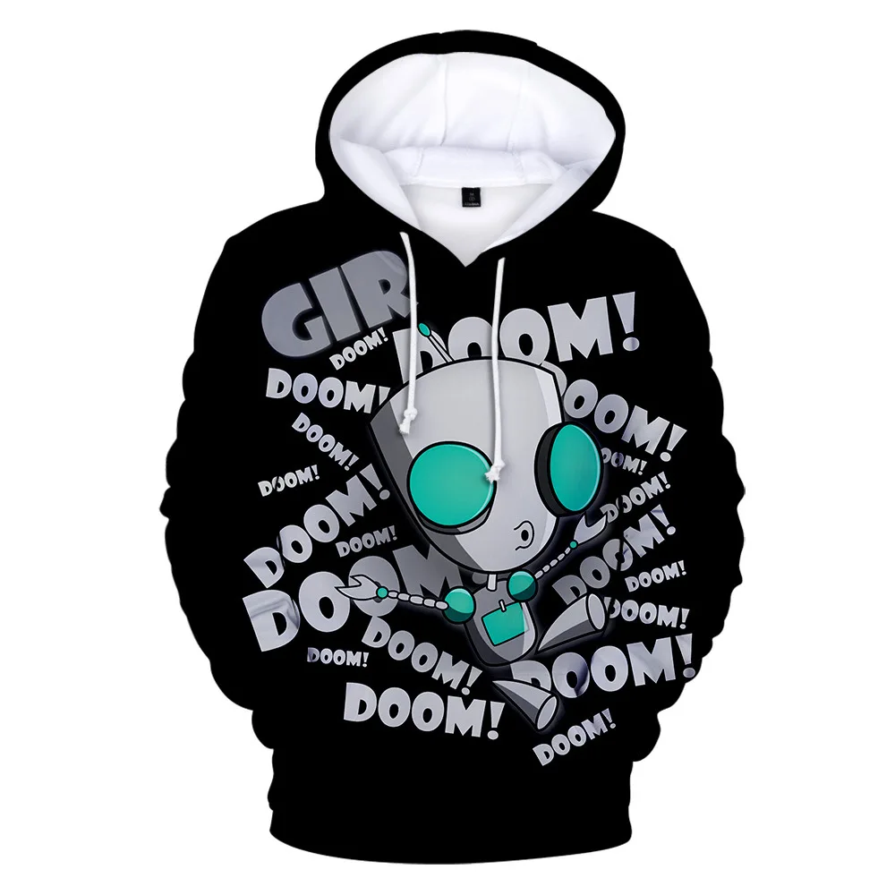 

New Invader Hoodie Zim Cosplay Men's Women's Long Sleeve Sweatshirt 3D Printing Oversized Loose Street Style Boy's Jacket