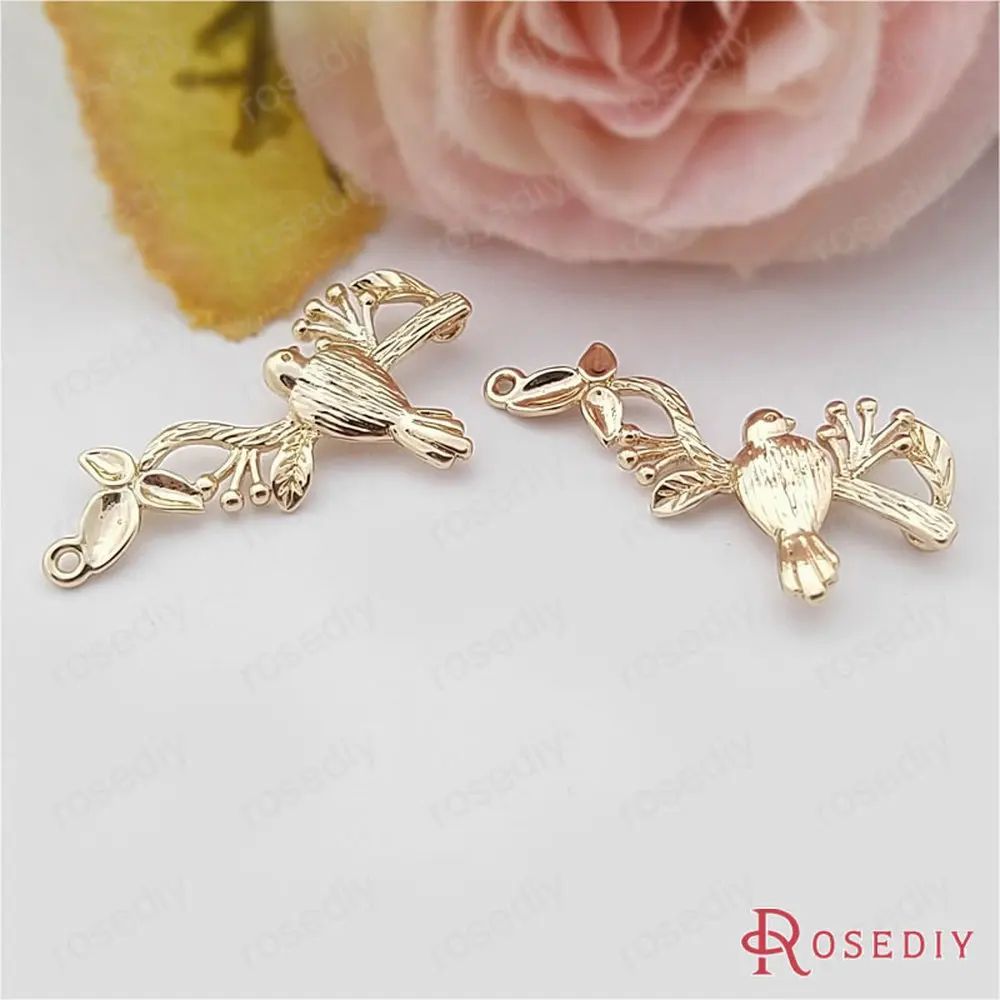 (D588)6 шт. 30*15 мм Высокое качество цвета шампанского позолоченные латунные ветви