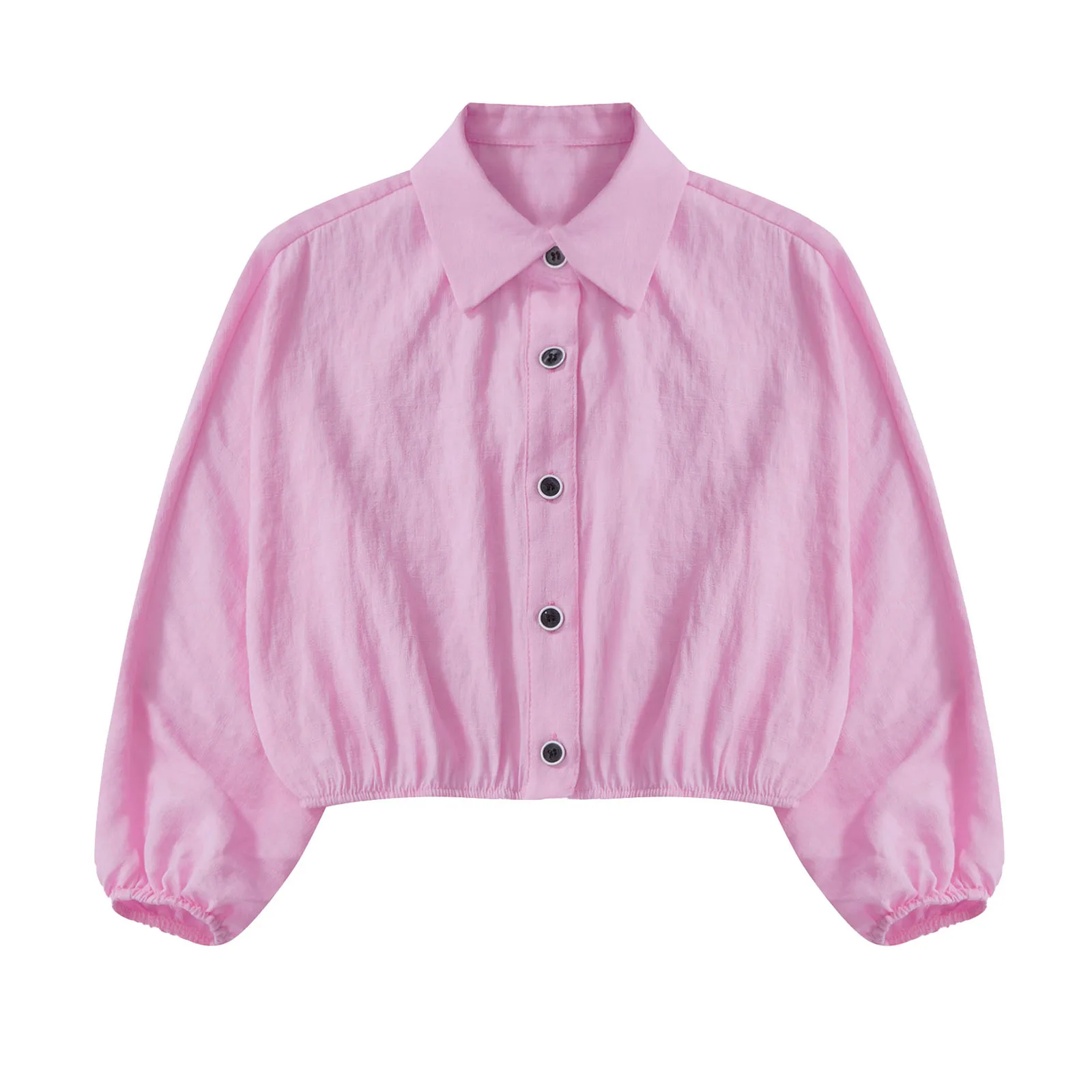 

New Spring Autumn 2021 Cotton Blouse Shirt Girls Casual Clothes Chldren Solid Color Lapel Long Sleeve Shirt Kids Tops 4-16 Years