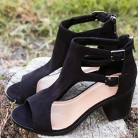 2021 new thick heel sandals womens summer fish mouth womens shoes soft leisure high heels womens black mother shoes women