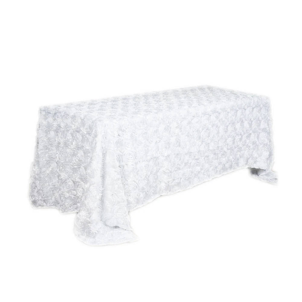 Прямоугольная 3D атлас с розочками скатерть для домашнего стола декор свадебной
