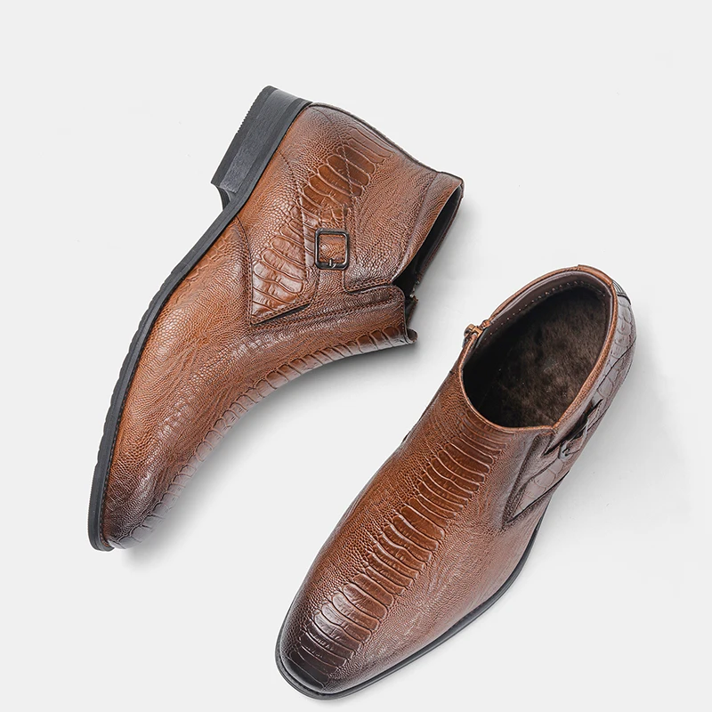 40-46 Brand  Men boots Warm Plush Ankle vintage High Quality Comfortable vogue Warmest winter shoes | Обувь