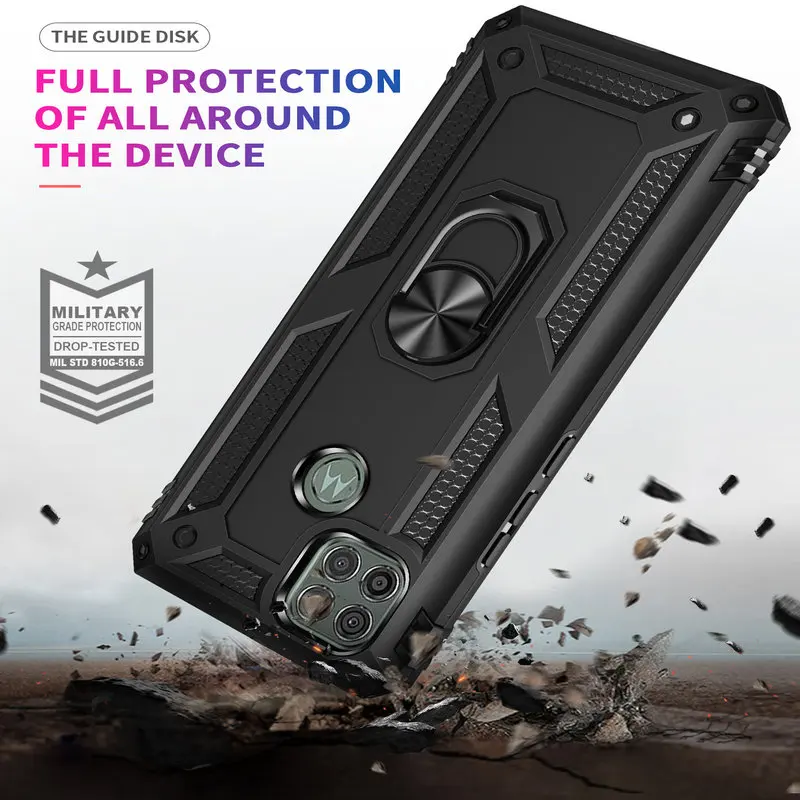 for motorola g9 power magnetic metal finger ring stand phone case for moto g9 power hybrid 360 protection shockproof back cover free global shipping