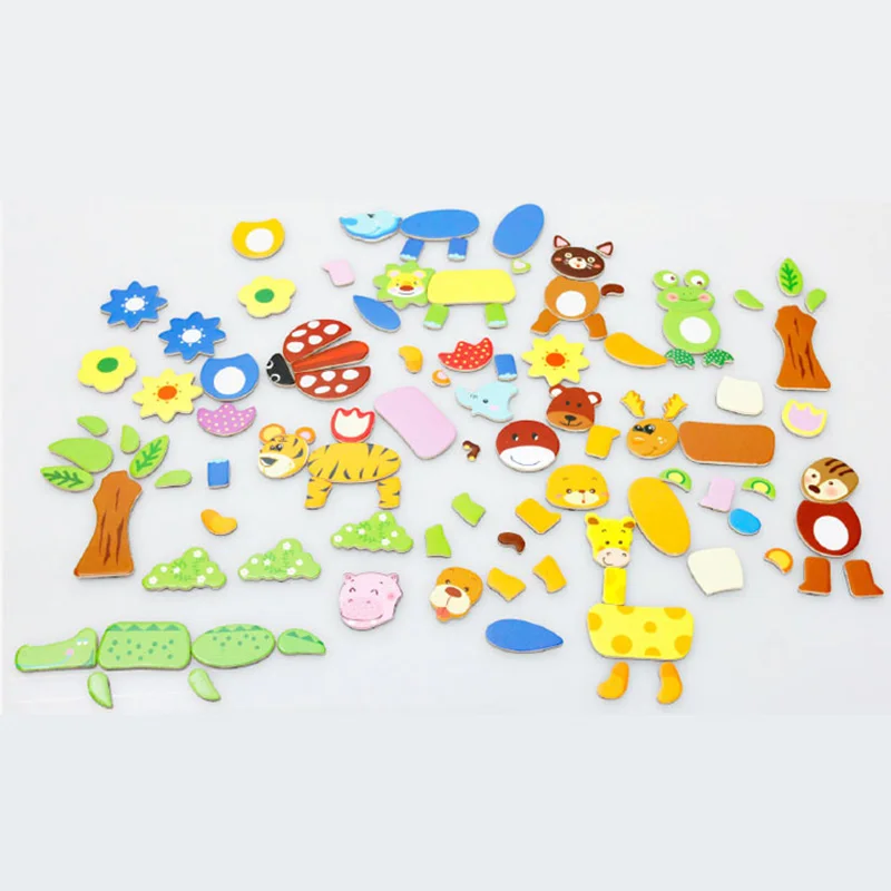 

Child Magnetic Puzzle Toy Montessori Wooden Magnetic Puzzle Animals Vehicle Circus Drawing Board Box Educational Toy Kids Gift