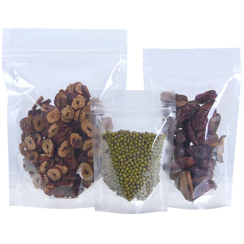 100 шт./лот Пластик стоячий на молнии Топ ясно Еда сумка для хранения повторно