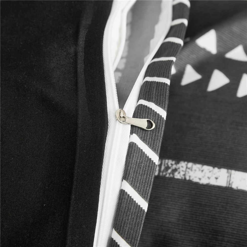 

Bohemian Bedroom Bedding Set Black Geometric Pattern Printed Duvet Cover with Pillowcase (2/3 Piece Set), Single Twin Queen