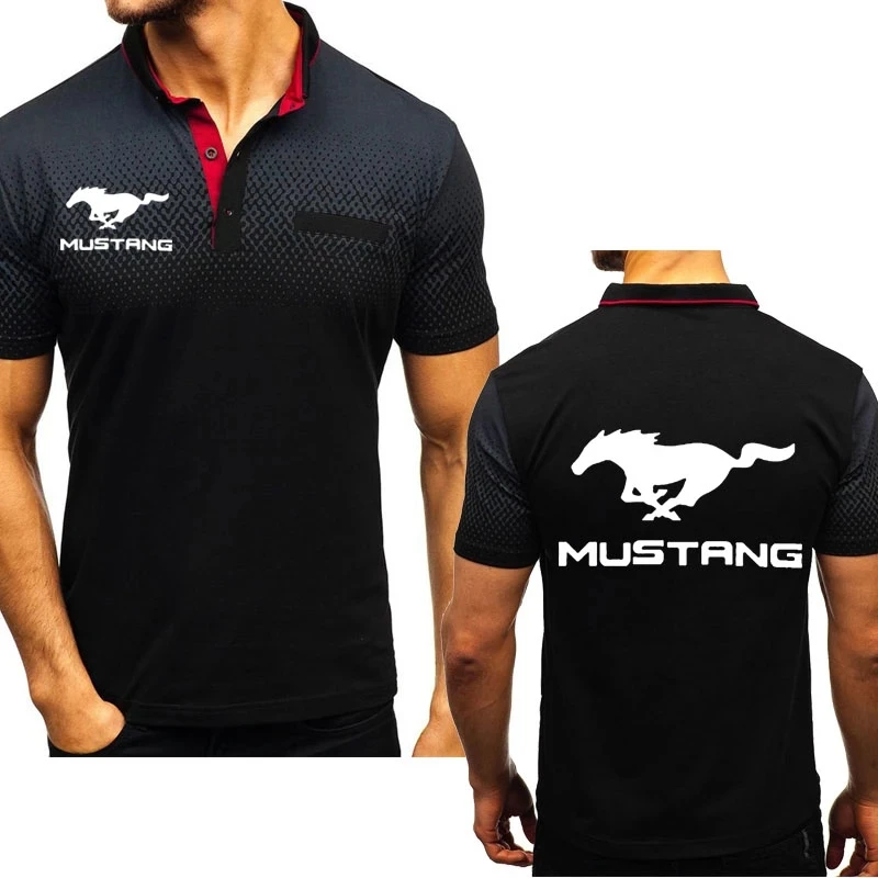 Summer Men's T-Shirt Mustang Car logo Printeds High Quality Cotton Crew neck Men's short sleeve Gradient Casual T-Shirt Tops L