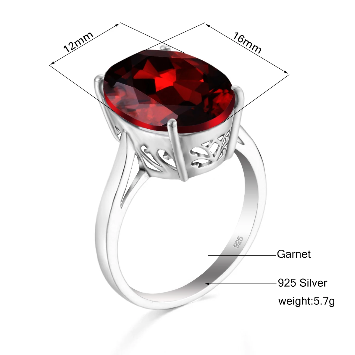 

SDOOU 925 Sterling Silver Rings New Trendy Silver 925 Jewelry Red Garnet Birthstone Wedding Ring Luxury Brand Jewery For Women
