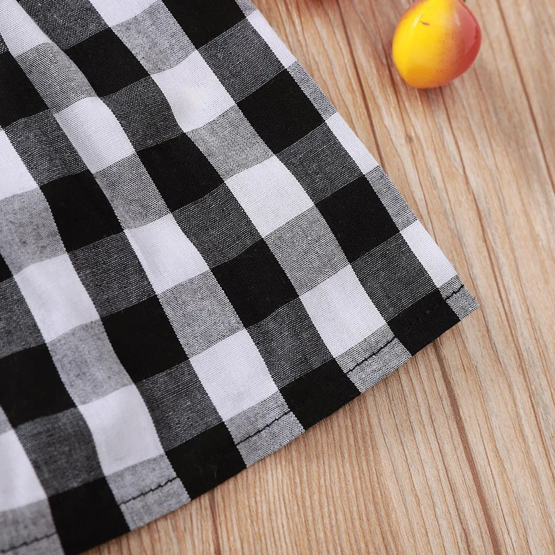 Комбинезоны для младенцев 2 шт. однобортные топы в клетку на лямках Милая Черная