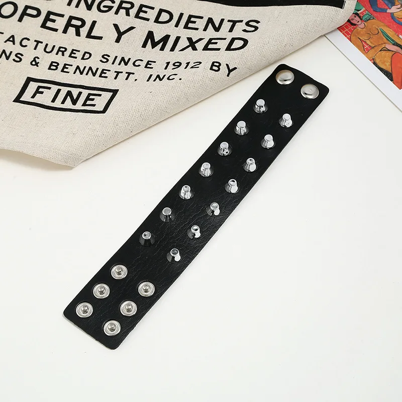 Металлический конусный стад кожаный браслет с заклепками Ретро стиль панк 5