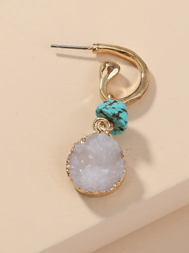 Висячие серьги в европейском стиле с бирюзовым рисунком универсальные ювелирные