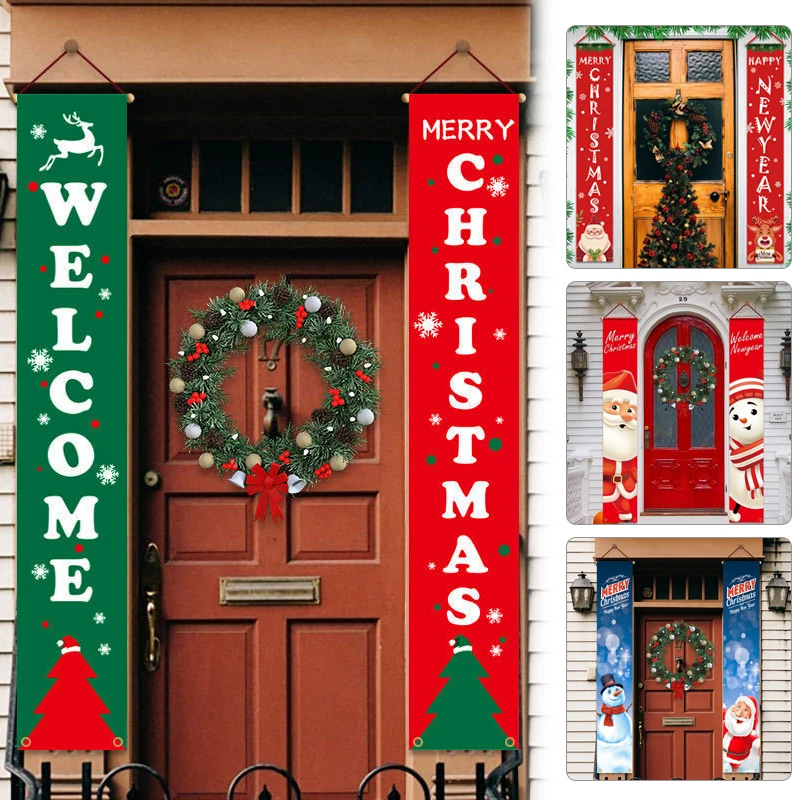 

Рождественское украшение для двери с буквами Санта-Клауса, Рождественская елка, украшение для рождественской атмосферы, занавеска с крючка...
