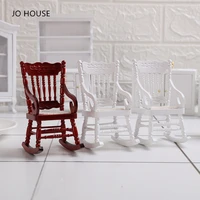 jo house 1pc simulation wooden furniture model miniature rocking chair for 112 dollhouse toys accessories