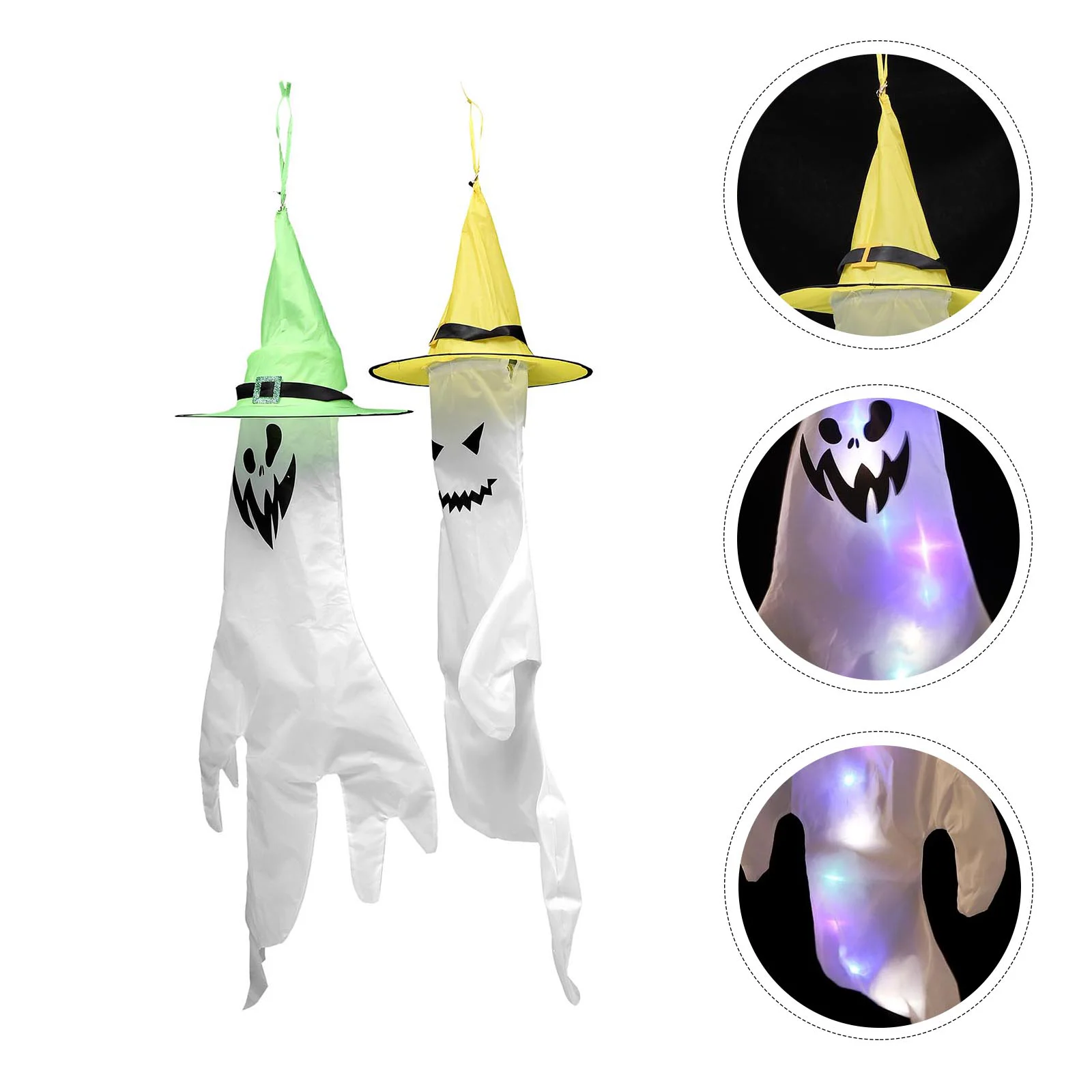

2Pcs Hanging Ghost Windsocks Hanging Ghost Flags Horror Props