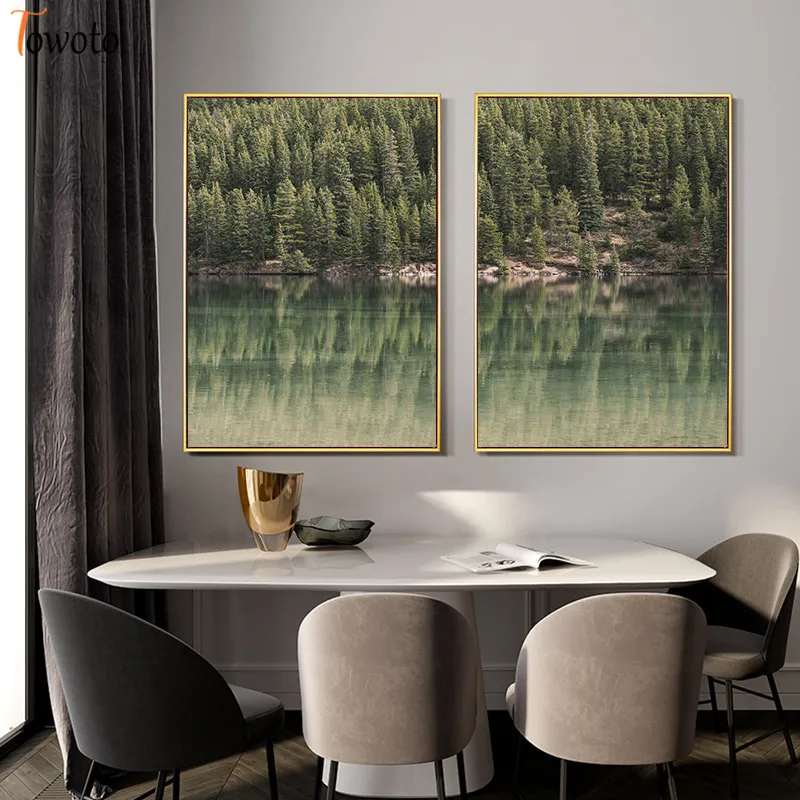 Пейзаж в скандинавском стиле настенная живопись на холсте с изображением леса